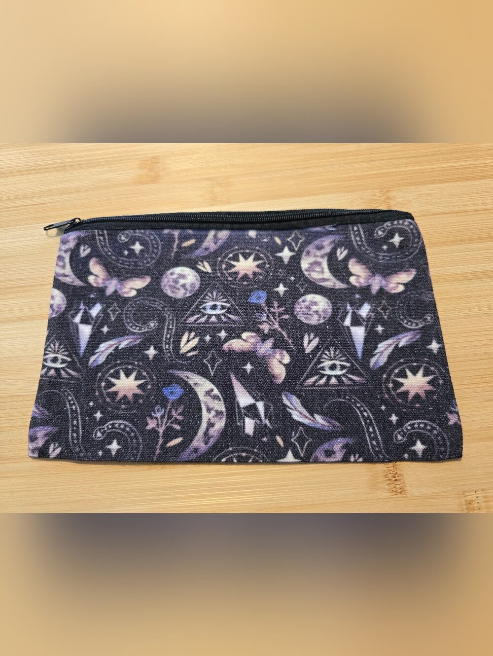 💜🔮Celestial Witchy Canvas Zipper Pouch Makeup Bag NWOTDescription
